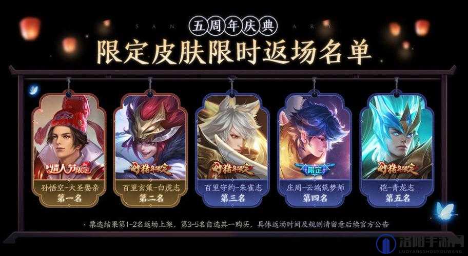 王者荣耀五周年返场皮肤是哪些？五周年返场皮肤介绍
