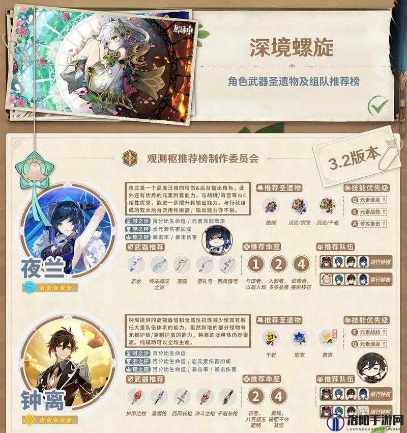 原神深境螺旋角色推荐，深境螺旋用什么角色好